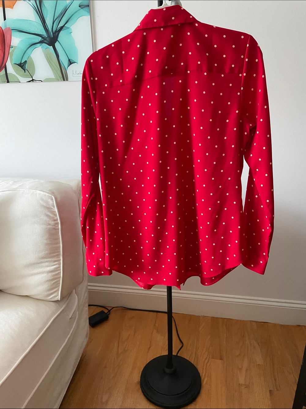 Ann Taylor Red and White Polka Dot Blouse - Picture 4 of 5